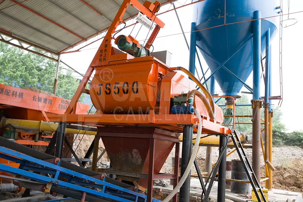 concrete mixer in block plant